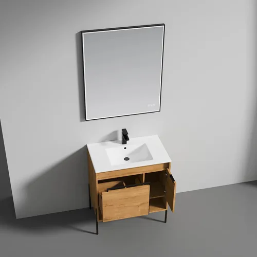 Miniatura 4 de Blossom Turin - Mueble de baño de roble Classik de 24 pulgadas con fregadero acrílico, gabinete independiente minimalista de madera, diseño moderno