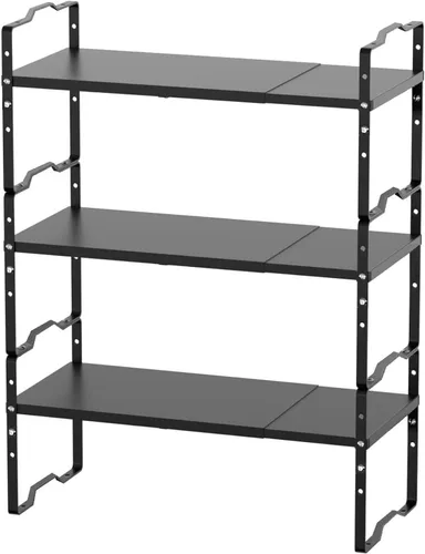 Jojocross Estante expandible para organizador de gabinete, ajustable y apilable, estante de especias en la cocina y el baño más, encimera, armario,