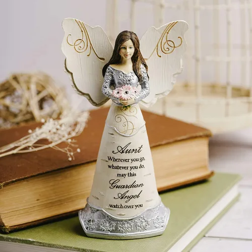 Miniatura 9 de Pavilion Gift Company Elements - Figura de ángel guardián de la tía, 6 pulgadas, color morado