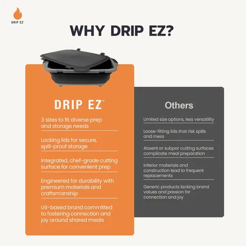 Miniatura 6 de Drip EZ Tina plegable para preparación de barbacoa, para preparación de comidas, marinar, almacenamiento de alimentos, incluye tabla de cortar