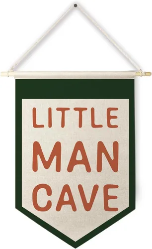 Miniatura 10 de Qpenm Cueva del Hombre Pequeño Bandera Colgante de Pared en Lienzo, Decoración para Habitación de Niños, Banderines Modernos en Blanco y Negro