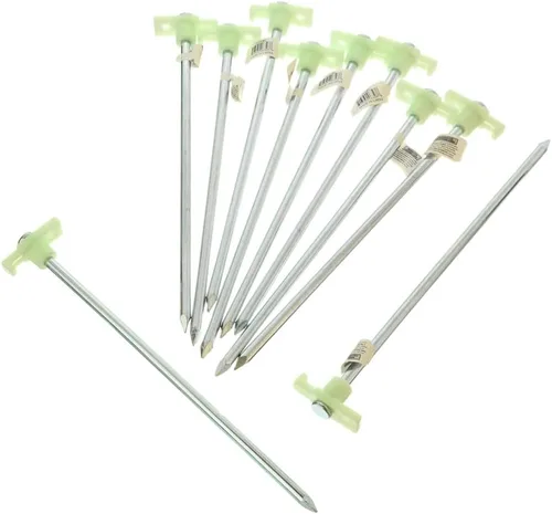 SE Clavijas metálicas de 10-1/2 pulgadas con tapones que brillan en la oscuridad (paquete de 10) - 910NRC10
