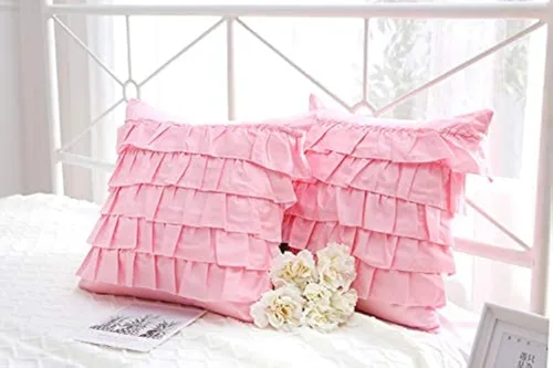 Miniatura 21 de Fundas de almohada cuadradas a cuadros en blanco y negro con volantes, fundas de almohada a cuadros, fundas de almohada de gingham, fundas