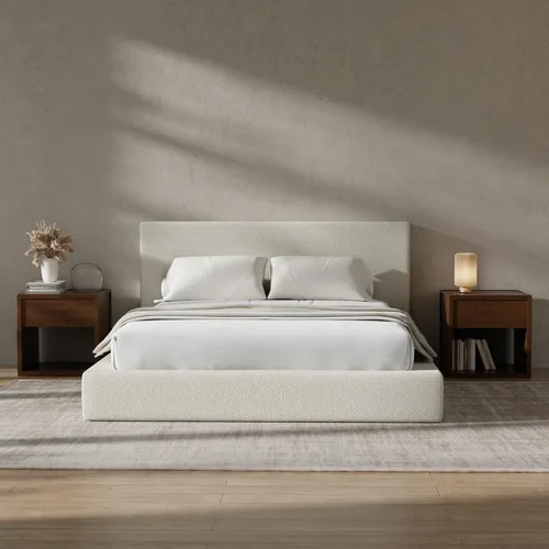 Miniatura 19 de RECCI Cloud - Base de cama Queen tapizada con cabecero, plataforma acolchada de espuma de 5 pulgadas, sin somier, fácil montaje (crema)
