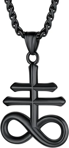 Miniatura 7 de PROSTEEL Satanic Jewelry Upside Down Cross Necklace for Men Women, 316L Stainless Steel/925 Sterling Silver Inverted Cross/Leviathan Cross Pendant