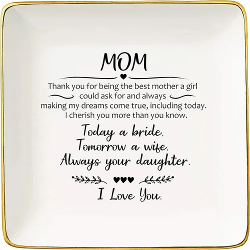 Thank You For Being the Best Mom A Girl Could Ask For-Today - Regalos para novia-madre de la novia, soporte de cerámica para joyas, plato y