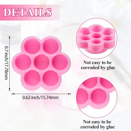 Miniatura 2 de Maitys 200 piezas de pegamento de flores, soporte para pegamento de pestañas, extensión de pestañas con volumen, almohadilla de paleta de flores