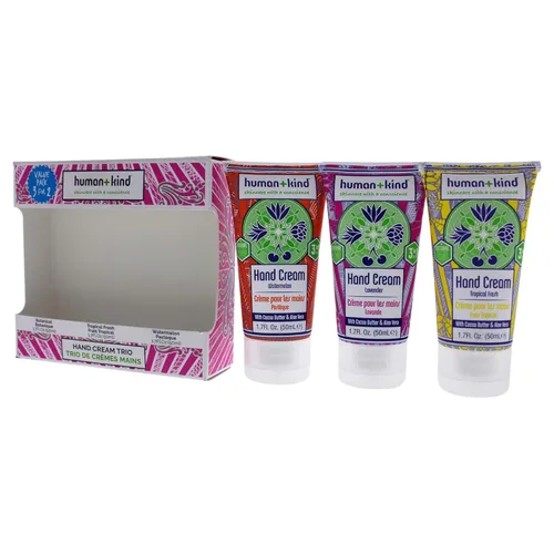 Miniatura 8 de Human+Kind Trío de crema hidratante para manos, tres cremas hidratantes perfumadas con aceite de aguacate y manteca de karité, hidratante intenso