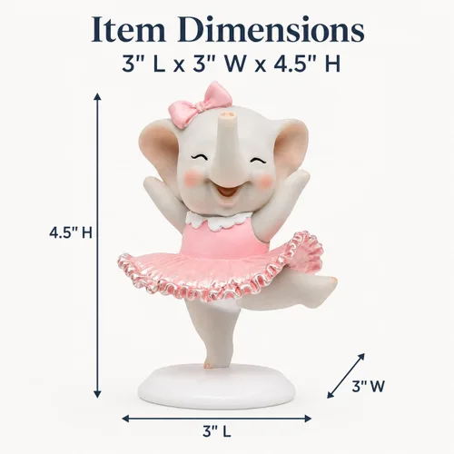 Miniatura 2 de Comfy Hour Figura de elefante de bailarina bailarina de 5 pulgadas, estatua de animal caprichosa en tutú rosa, coleccionable decorativa