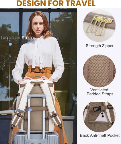 Miniatura 7 de Lovevook Mochila de viaje para mujer, con compartimento para laptop de 17 pulgadas, mochila para llevar en el avión aprobada con 3 cubos de empaque