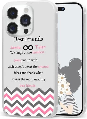 Miniatura 16 de Fundas de teléfono con nombre personalizado para mejores amigos iPhone 11 12 13 14 Pro Max Plus Mini X Xs Xr, Samsung Note 7 8 9 10 20 S21 S22 S23