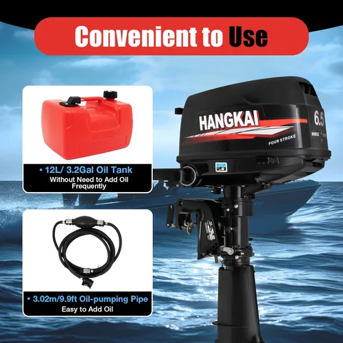 Miniatura 9 de Motor fuera de borda de 4 tiempos, motor de barco de pesca resistente de 6.5 HP, motor fuera de borda inflable, motor de barco de gasolina de 123 CC