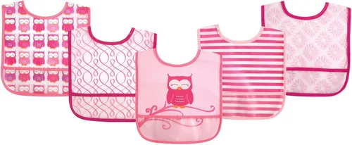 Miniatura 11 de Luvable Friends Baberos PEVA impermeables unisex para bebés Flamenco