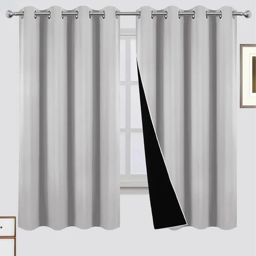 Miniatura 54 de LEMOMO Cortinas 100% opacas de 52 x 95 pulgadas, 2 paneles de oscurecimiento con aislamiento térmico para dormitorio Negro