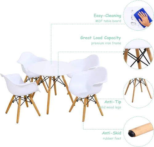 Miniatura 3 de Costzon Juego de mesa y silla para niños, juego de mesa de estilo moderno de mediados de siglo con sillones para niños pequeños, juego de mesa