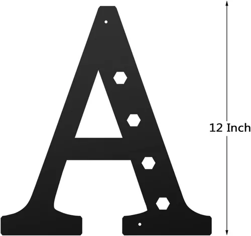 Miniatura 2 de Letras metálicas para decoración de pared de 12 pulgadas, letras colgantes negras, letras visuales 3D grandes del alfabeto moderno, decoración