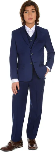 Miniatura 4 de Calvin Klein Pantalón de vestir bi-stretch de frente lisa para niño, ajuste recto, con presillas para cinturón y bolsillos delanteros