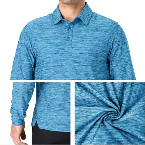 Miniatura 10 de NAVISKIN Camisas polo para hombre, de secado rápido, UPF 50, manga larga y corta, que absorben la humedad