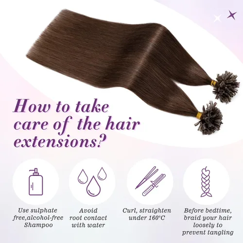 Miniatura 5 de Extensiones de cabello humano con punta en U, con queratina de fusión caliente, extensiones de cabello humano real, extensiones de cabello Remy