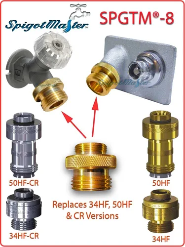 Miniatura 3 de SPGTM-8 ~ Adaptador de manguera Woodford Bibb reemplaza 34HF, 50HF y 55437 con un conector recto para espigas, llaves y modelos de hidrante