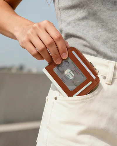 Miniatura 6 de Billeteras pequeñas y plegables para mujer, mini-cartera RFID para mujer, tarjetero delgado con bolsillo con cremallera para monedas y 2 ventanas
