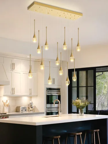 Miniatura 40 de ykolupty Candelabro Moderno de 138'', 20 Luces, Lámpara Colgante Moderna Negra, Candelabro Grande para Escalera, Vestíbulo, Sala de Estar, Negro