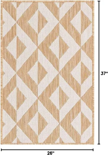 Miniatura 2 de Unique Loom Jill Zarin Outdoor Collection - Alfombra rectangular (2 pies 2 pulgadas x 3 pies 1 pulgadas, rectangular, beige y marrón)