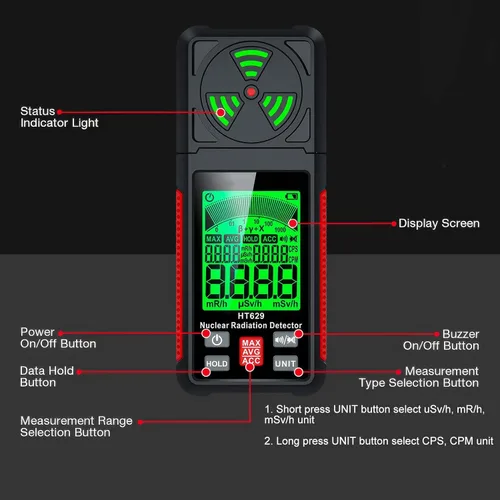 Miniatura 4 de Geiger Counter intendvision - Detector de radiación nuclear - Probador de dosímetro de radiación portátil Detector de rayos X beta gamma