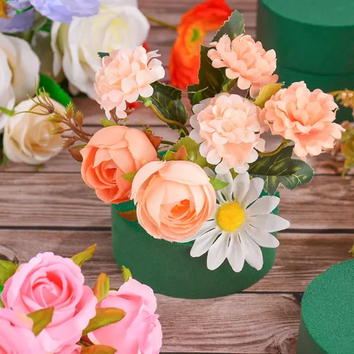 Miniatura 4 de 6 bloques de espuma florales redondos de 3.8 pulgadas, espuma de flores verdes húmedas y secas para flores frescas y artificiales, boda