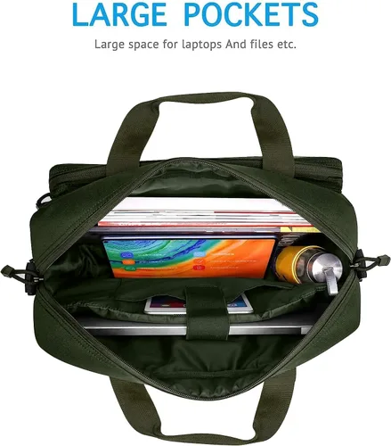 Miniatura 3 de MOSISO Bolsa táctica para laptop de 15.6 pulgadas para hombres, bolsa de mensajero táctica de 15-16 pulgadas, bolsa de hombro con múltiples Verde