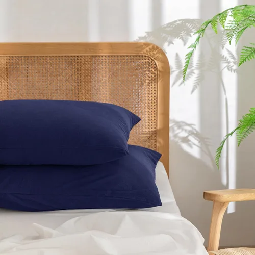 Miniatura 32 de BESTOUCH 100% Algodón Lavado Funda de Almohada para Cabello y Piel, Sensación de Lino, Suave, Cómoda, Transpirable, Juego de 2 Fundas de Almohada