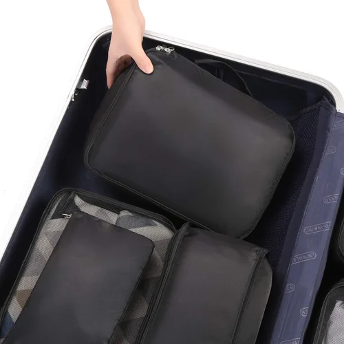 Miniatura 6 de BAGAIL Juego de 8 cubos organizadores de equipaje para accesorios de viaje (negro azabache)