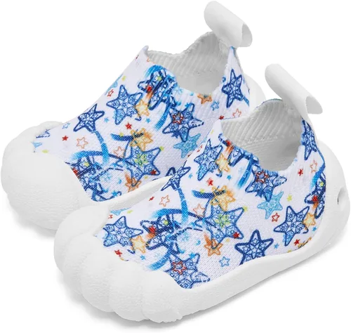 Engtoy Zapatos de calcetín para bebés, zapatos para caminar para niños y niñas, zapatillas de cinco dedos cerrados, sin cordones