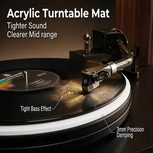 Miniatura 2 de Alfombrilla acrílica para tocadiscos Slipmat para discos: Alfombrillas deslizantes de vinilo para plato de 12 pulgadas, accesorios para tocadiscos