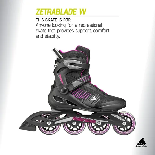 Miniatura 2 de Rollerblade Zetrablade Patines en línea para mujer adulta, patines en línea de rendimiento 2-Negro/Celeste