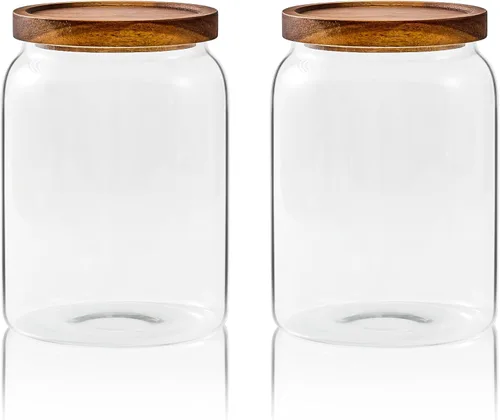 Miniatura 16 de Sweejar Tarros grandes de vidrio para dulces con tapas de madera, tarro de vidrio de 1 galón con tapa, contenedores de almacenamiento