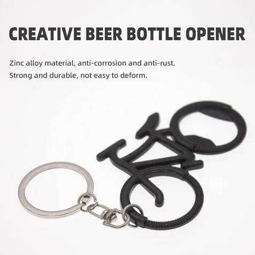 Miniatura 2 de Colgante de aleación de zinc para bicicleta, abrebotellas de cerveza, llavero para coche, regalo para familiares y amigos en festivales, Negro