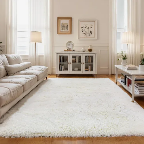 Miniatura 13 de KCHOWUA Alfombras Esponjosas y Peludas de Unicornio para Dormitorio de Niñas, 3x5 pies Lavable Antideslizante Alfombra de Área Shag Peluda para Sala