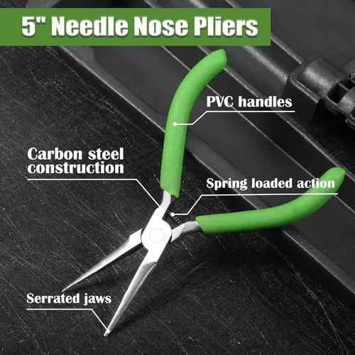 Miniatura 2 de Alicates de punta de aguja pequeños para hacer joyas, alicates de punta de 5 pulgadas de largo con mini alicates largos y cónicos mandíbulas
