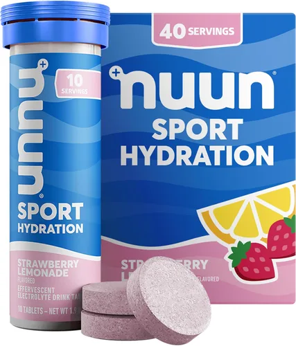 Miniatura 14 de Nuun Sport Tabletas de Electrolitos con Magnesio, Calcio, Potasio, Cloruro y Sodio, Sin Gluten y Veganas, Limonada de Fresa, Paquete de 8