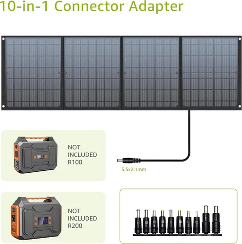 Miniatura 6 de Panel solar portátil de 40 W, cargador solar plegable para generador de estación de energía solar al aire libre, soporte ajustable, conectores 10