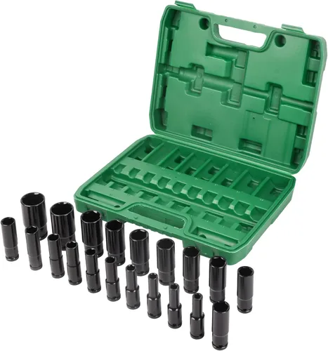 Miniatura 8 de Juego de llaves de impacto de 1/2", kit de herramientas de 20 piezas de zócalo y de accionamiento, tamaños métricos estándar (0.315-1.260 in) Kit