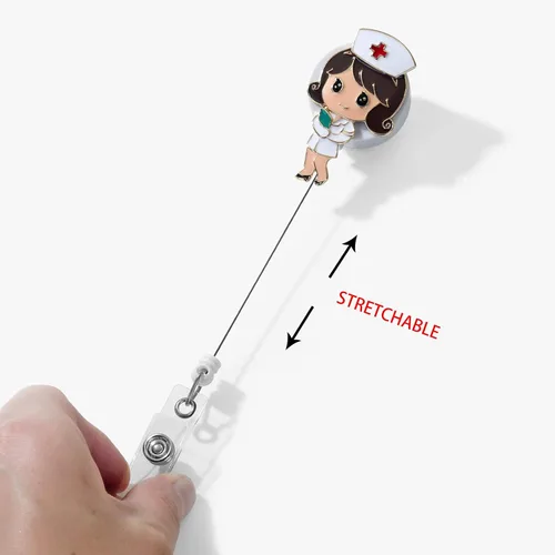 Miniatura 9 de Hanreshe Lindo carrete de insignia de enfermera retráctil con clip de corazón para enfermera, estudiante, médico, tarjetas de identificación