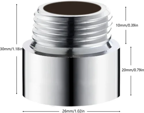 Miniatura 2 de 2 unids 0.787 in extensión de brazo de ducha, acoplador de brazo de ducha, brazo de extensión de cabezal de ducha de acero inoxidable de mano