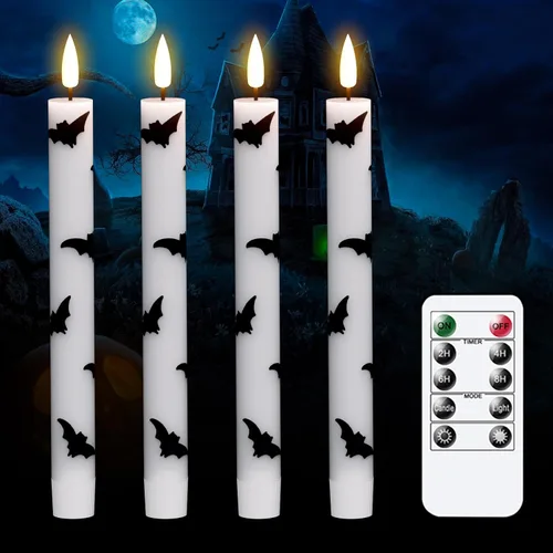 Miniatura 14 de GenSwin Velas de Ventana que Funcionan con Batería con Temporizador, Velas Cónicas sin Llama, Candelabros Cónicos LED para Ventana Negros
