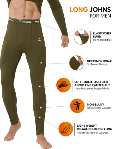 Miniatura 3 de CL convallaria Ropa interior térmica para hombre, ropa interior larga con forro polar, capa base para clima frío, XS-4XL
