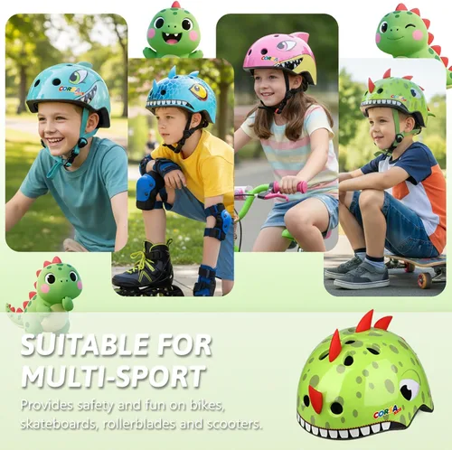 Miniatura 6 de Casco de bicicleta para niños pequeños, ajustable y multideportivo para niños y niñas, 2 tamaños