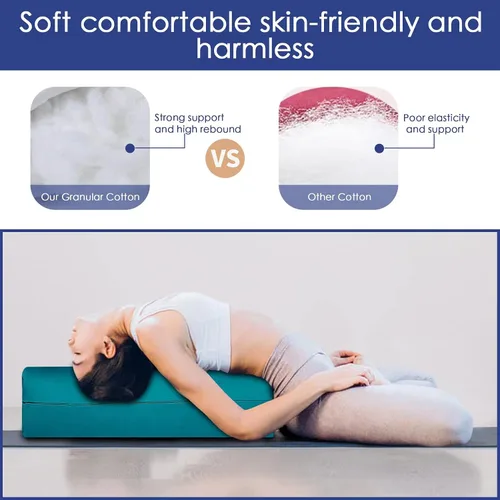 Miniatura 5 de Cojín de yoga de 26 x 10.5 x 5.5 pulgadas, cojín de meditación rectangular para masaje y apoyo de espalda, relleno de algodón transpirable, funda