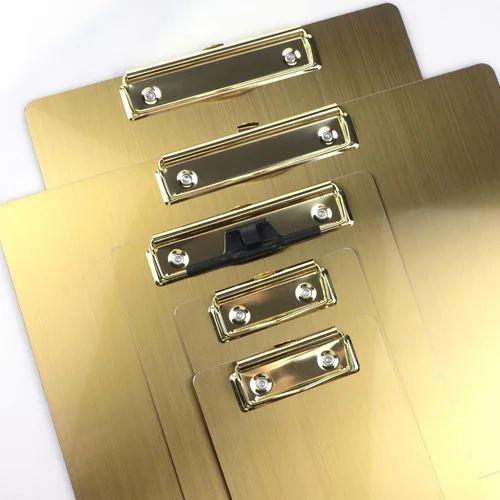Miniatura 5 de Portapapeles magnéticos de acero inoxidable 4 x 6, portapapeles dorados pequeños tamaño A6, tablero de clip de metal con clip de perfil bajo