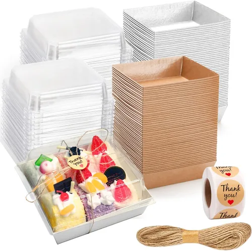 100 unidades de cajas para charcutería con tapas transparentes - Envases de comida ecológicos, portátiles y a prueba de fugas para varios manjares -